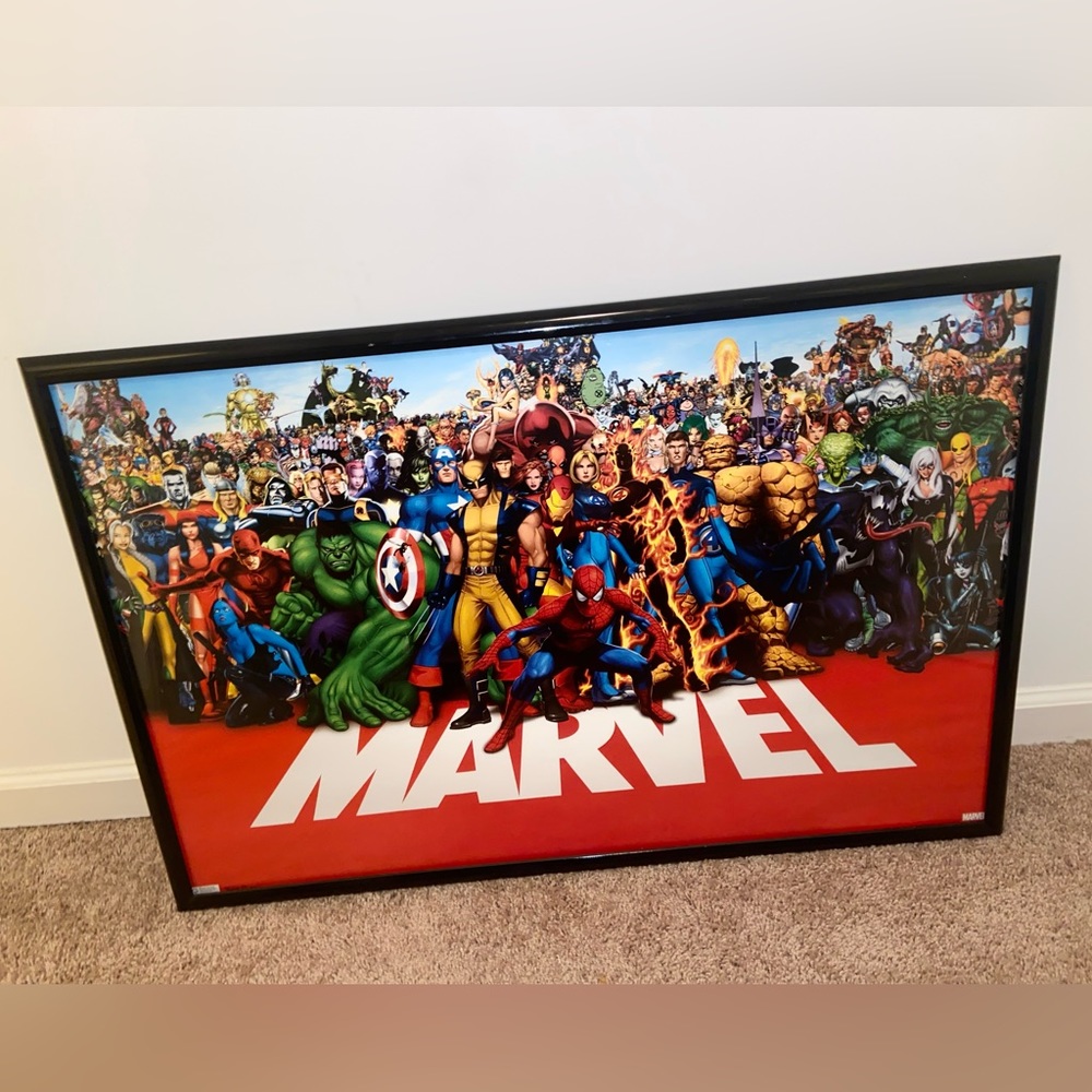 Marvel Frames Art Marvel Comics Lineup All Characters Heroes Superheroes Poster